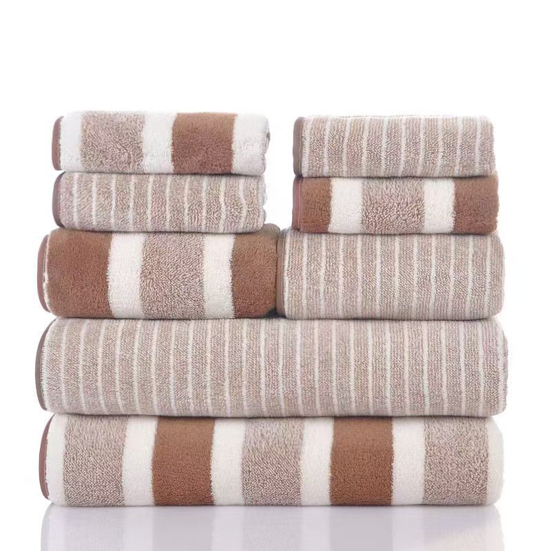 Coral Fleece Towel Set 8 Piece Double Sided Thick Soft Absorbent Face and Bath Towels