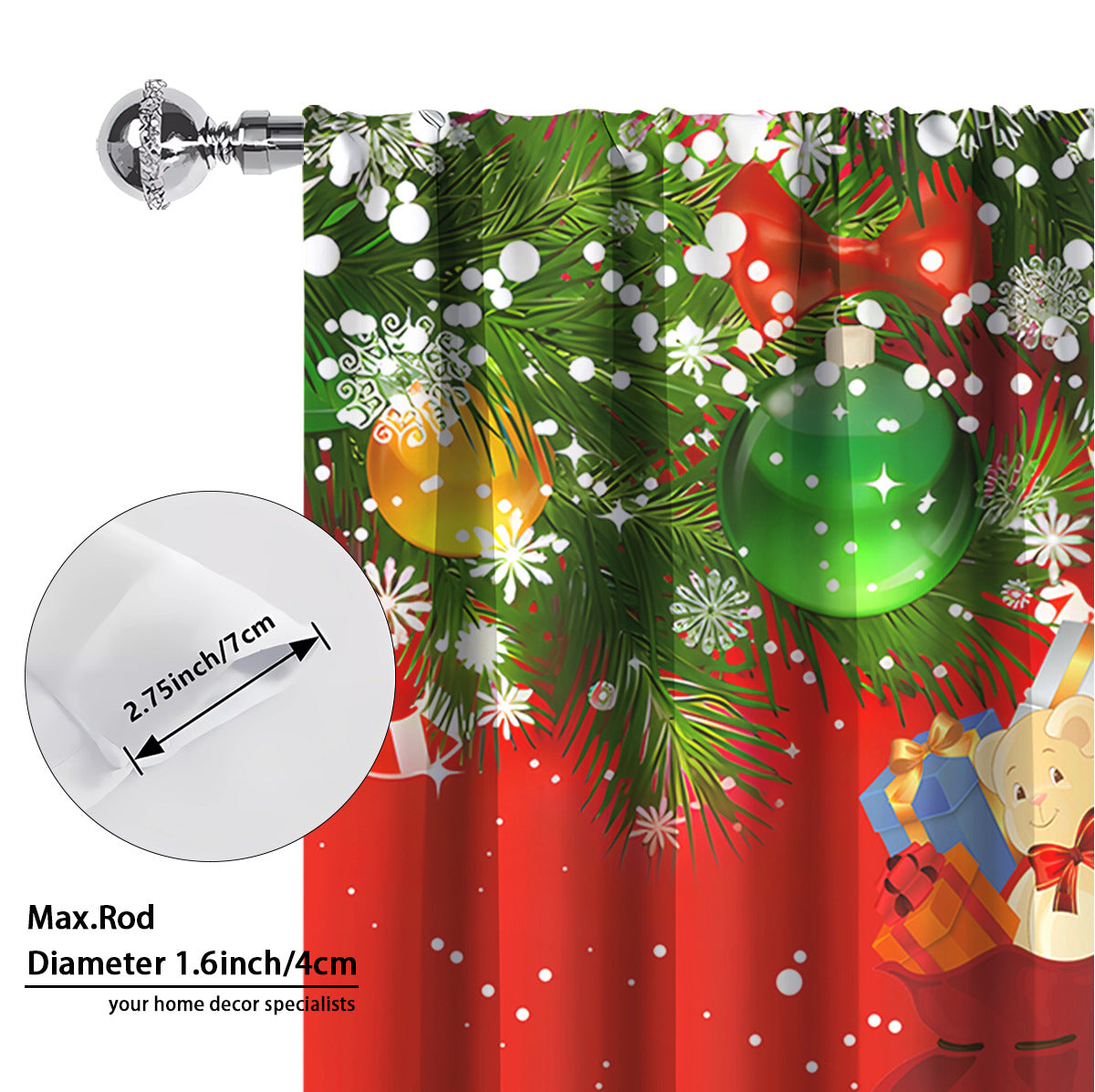 3D Digital Printed Christmas Curtains – Festive Holiday Window Drapes for Home Decor
