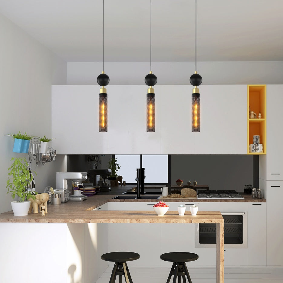 Modern Black Wrought Iron Pendant Light – Adjustable Hanging Chandelier for Kitchen Island, Bedroom & Bathroom
