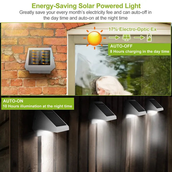 LED Solar Stair Lights – Dusk to Dawn Waterproof Garden Pathway & Fence Lamp