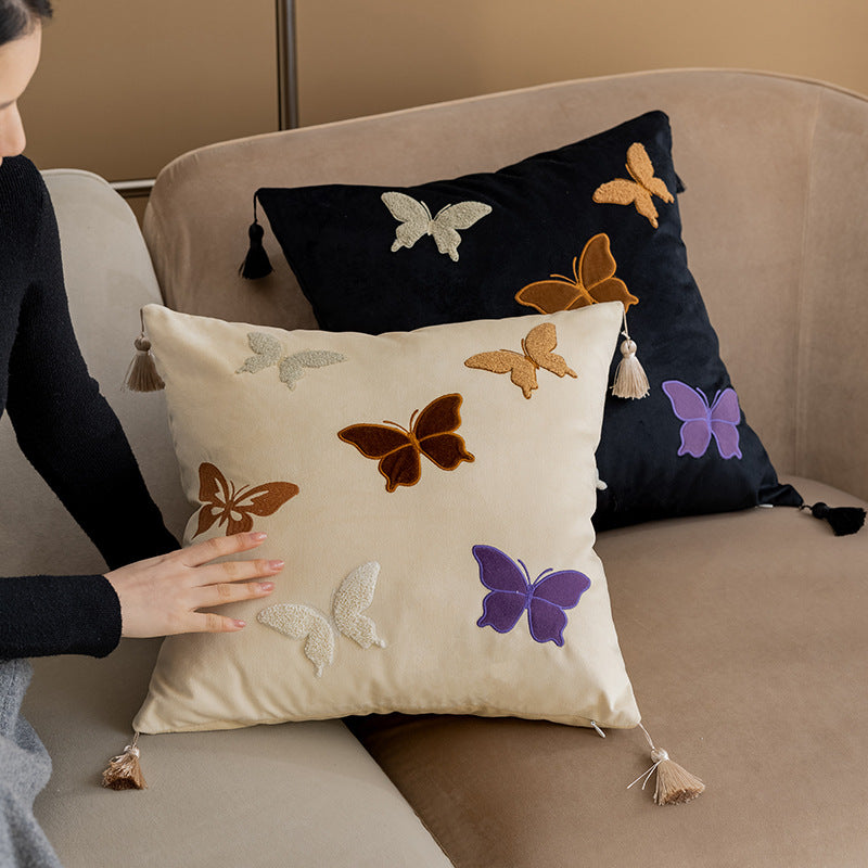 Luxury Butterfly Embroidered Cushion Cover Decorative Sofa Pillow Cover for Living Room Home Decor