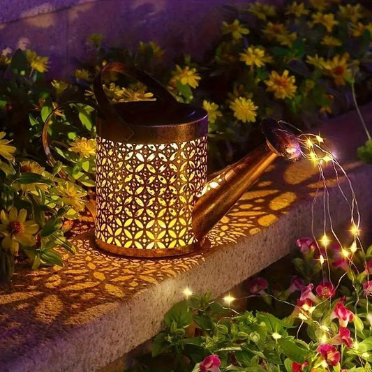2-Pack LED Watering Can Solar String Lights Outdoor Solar Decorative Garden Hanging Lights for Patio Yard Decor