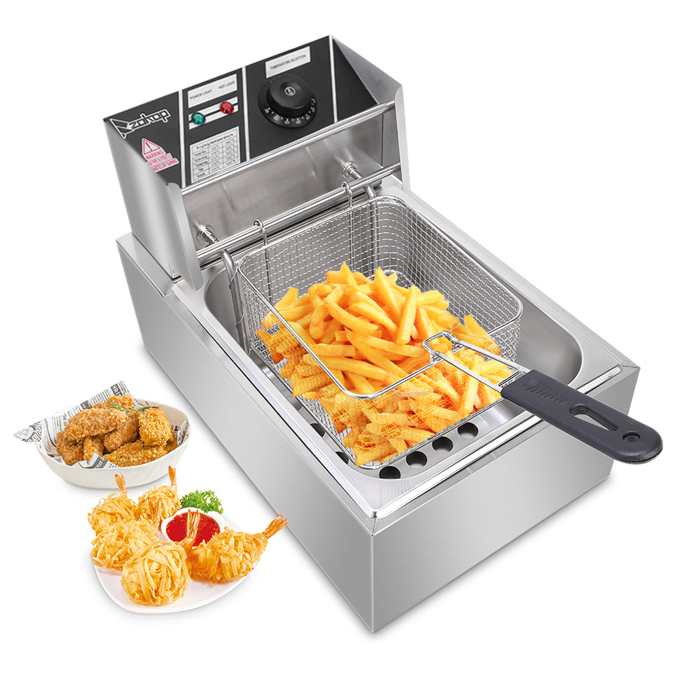 Electric Deep Fryer – Stainless Steel Single Tank Commercial Kitchen Frying Machine