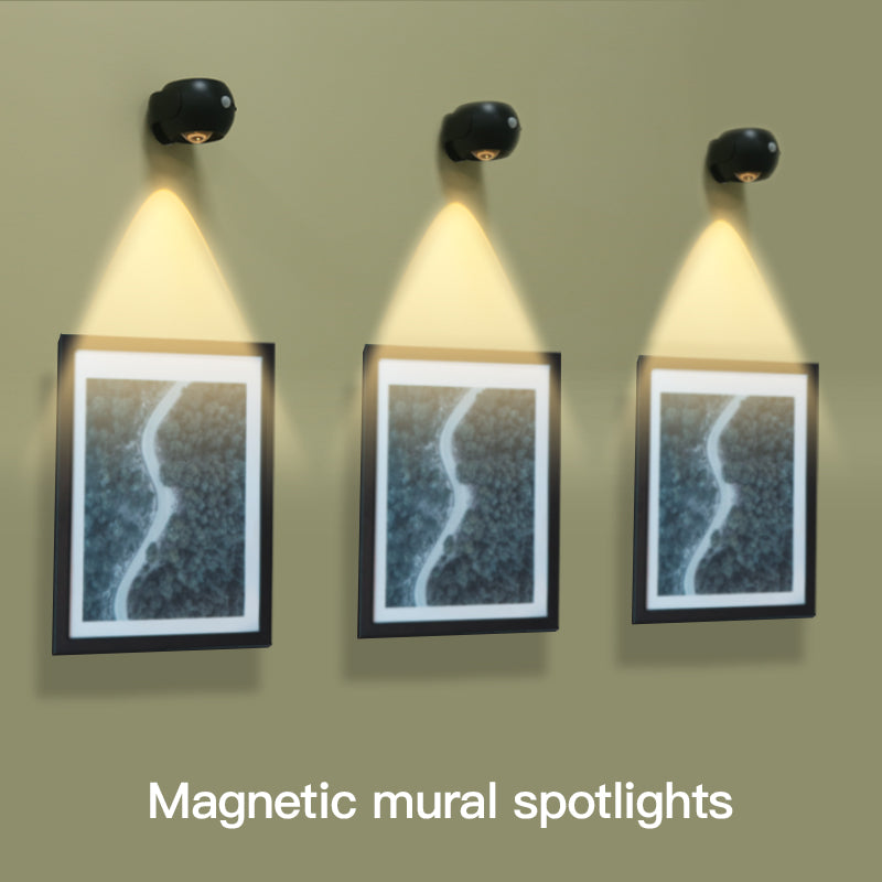 Adjustable Angle Human Sensing Wall Light Wireless Sunset Indoor Spotlight Rechargeable Corridor Living Room Lamp