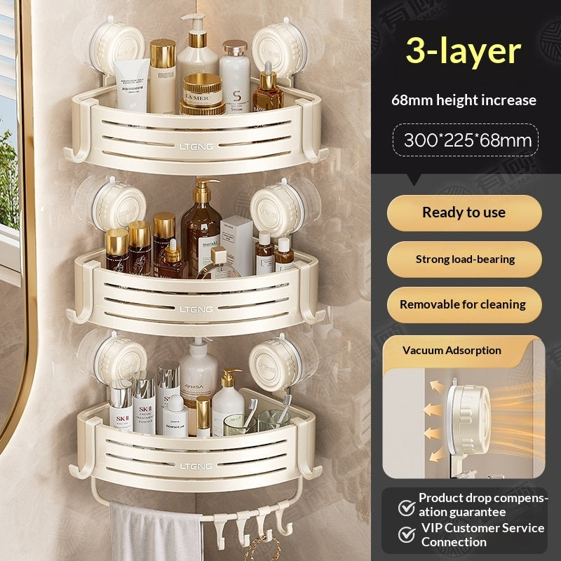 Suction Cup Triangle Bathroom Basket – Wall-Mounted No-Drill Storage Rack for Home Use