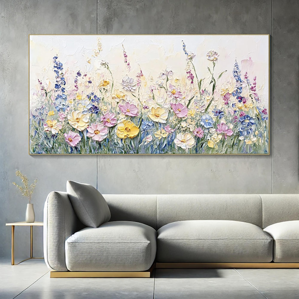 Handmade 3D Palette Knife Flower Oil Painting on Canvas Wall Art for Living Room Home Decor Frameless Unstretched