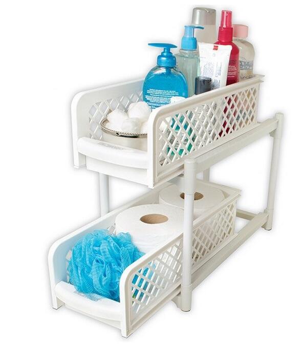 Bathroom Kitchen Storage Rack Wall Mounted Multi-Layer Organizer Shelf Space Saving Rack