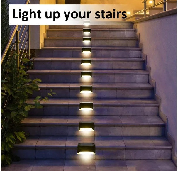 8 Pack Solar Deck Lights Outdoor Waterproof LED Step Lights for Stairs Fence Garden Lighting