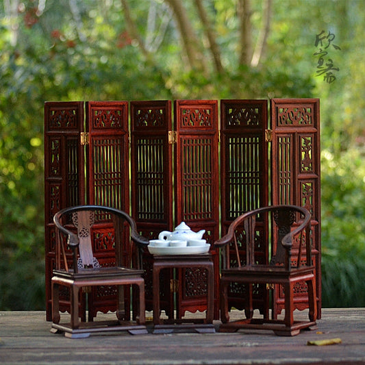 Red Rosewood Miniature Furniture Model Handmade Decorative Dollhouse Furniture Set Collectible Home Decor