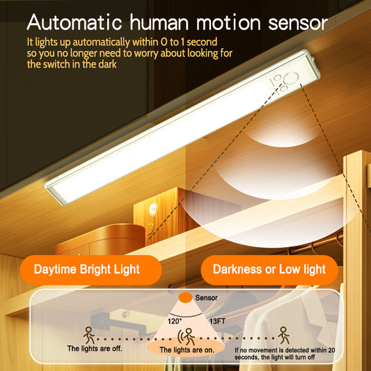 Human Sensing Tri Color Temperature Magnetic Night Light Wireless Motion Sensor LED Lamp