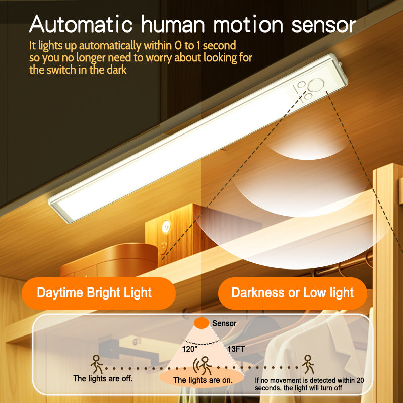 Human Sensing Tri Color Temperature Magnetic Night Light Wireless Motion Sensor LED Lamp