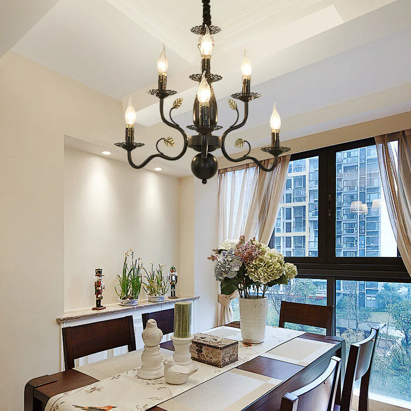 Living Room Bedroom Aisle Wrought Iron Candle Crystal Chandelier