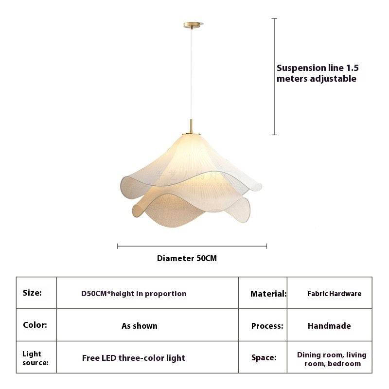 Nordic Cream Fabric Chandelier – High-End Modern Ceiling Light for Living Room, Bedroom & Dining Room