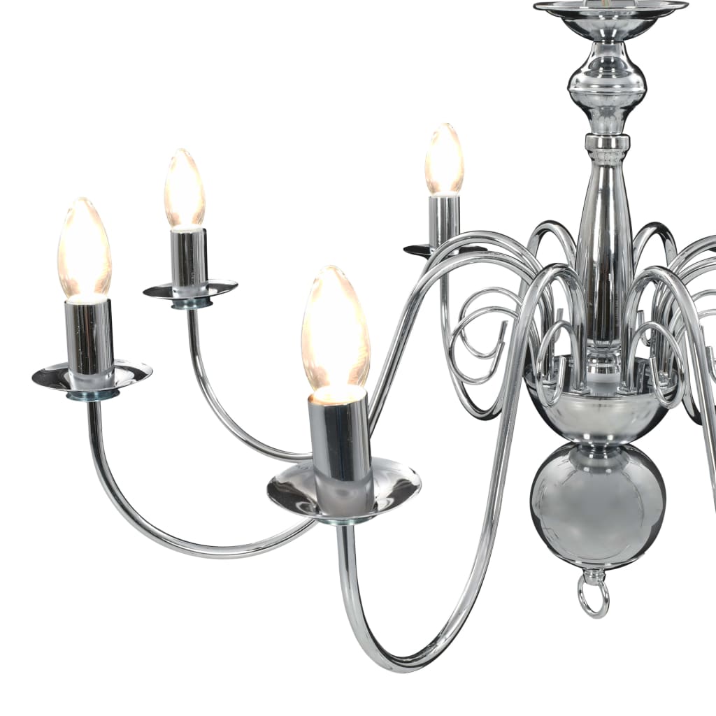 Silver 8-Light Chandelier for E14 Bulbs – Elegant Ceiling Lighting Fixture