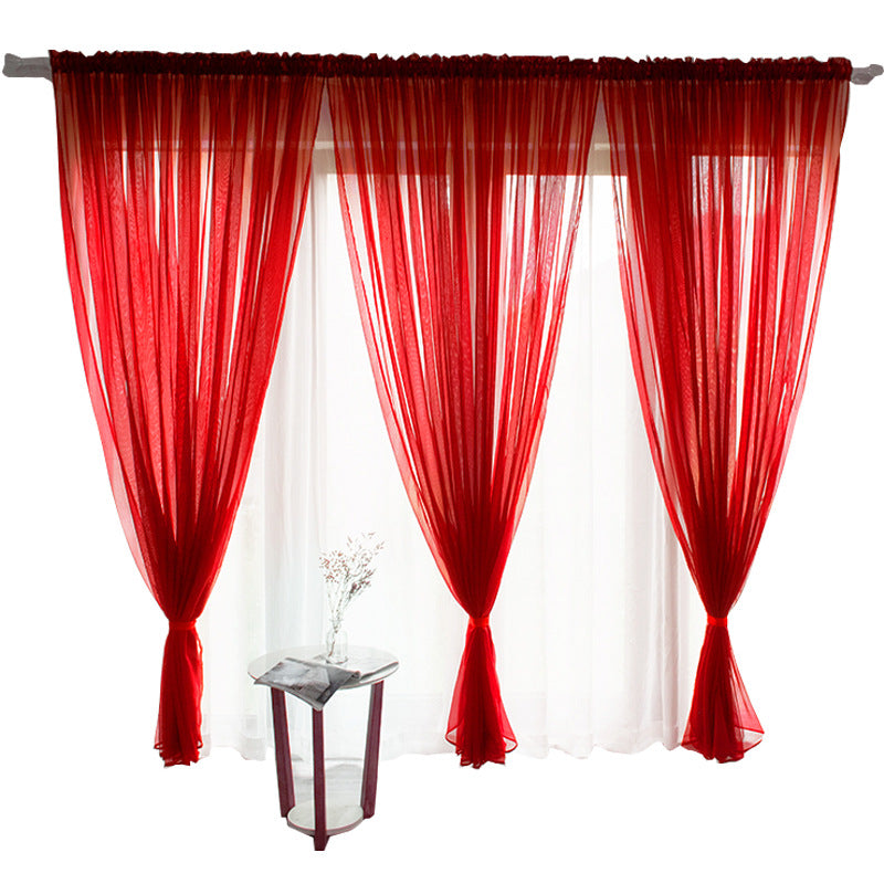Solid Color Glass Mesh Curtains Transparent Ready Made Punch Free Lightweight Window Sheer Drapes