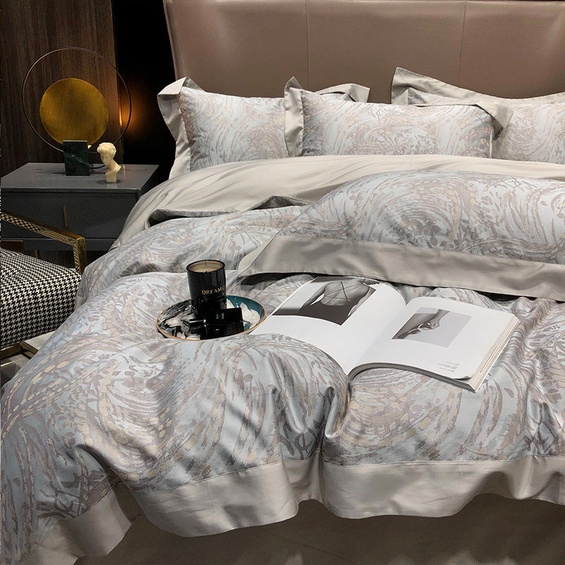 Four Piece Cotton Leopard Print Bedding Set Duvet Cover Stylish Luxury Bed Sheets Set for Bedroom Decor