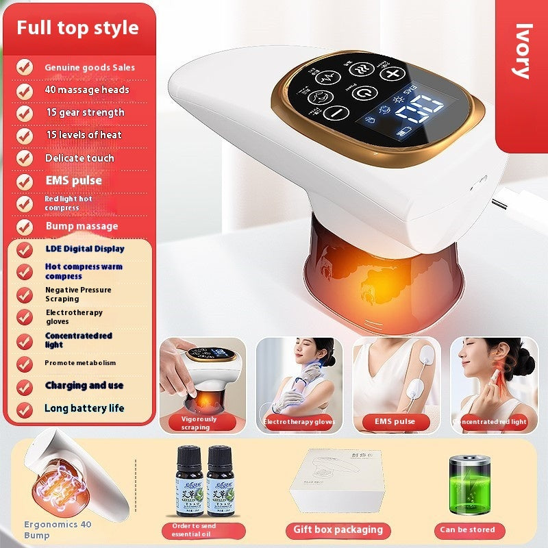 Electric EMS Cupping Device Microcurrent Vacuum Hot Compress Scraping Therapy Negative Pressure Massage Tool