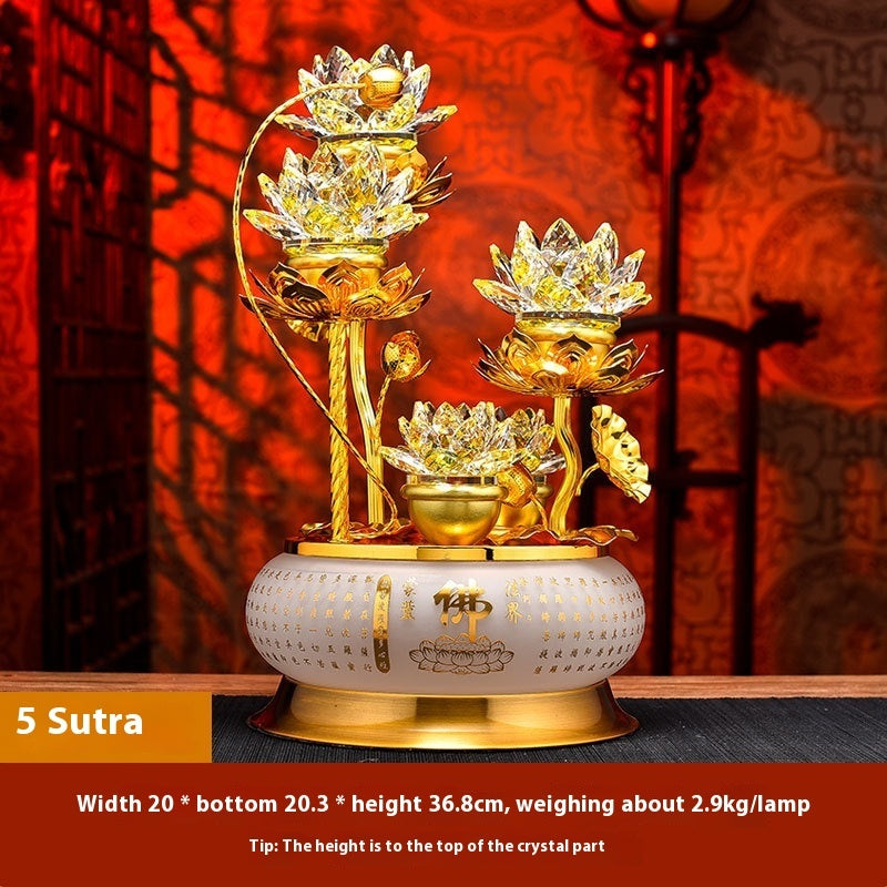 Colorful Crystal Lotus Buddha Hand Plug-in Lamp for Worship & Meditation