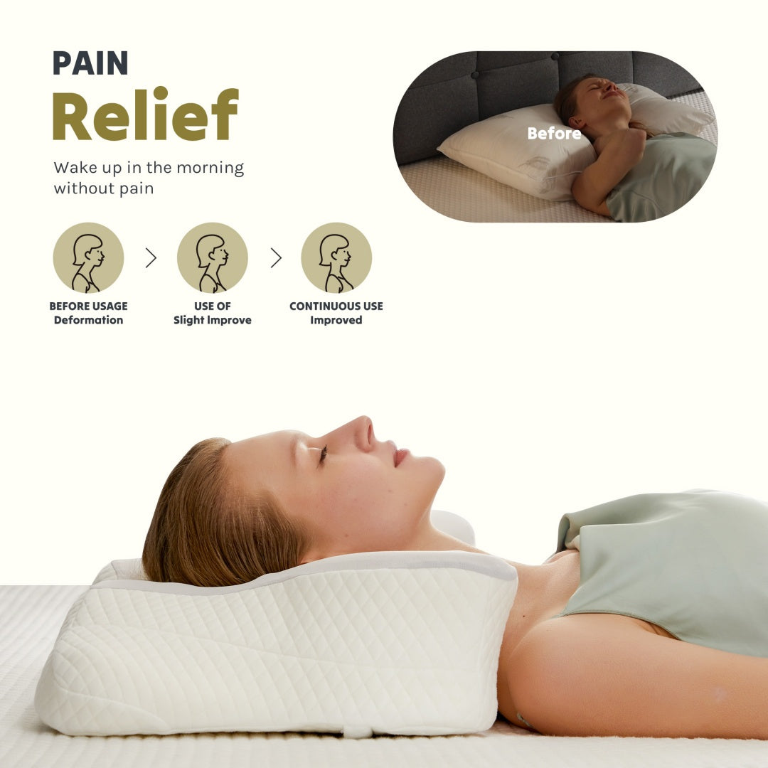 Cervical Neck Pillow Cooling Ergonomic Memory Foam Orthopedic Contour Pillow Dual Height Side Sleep Support
