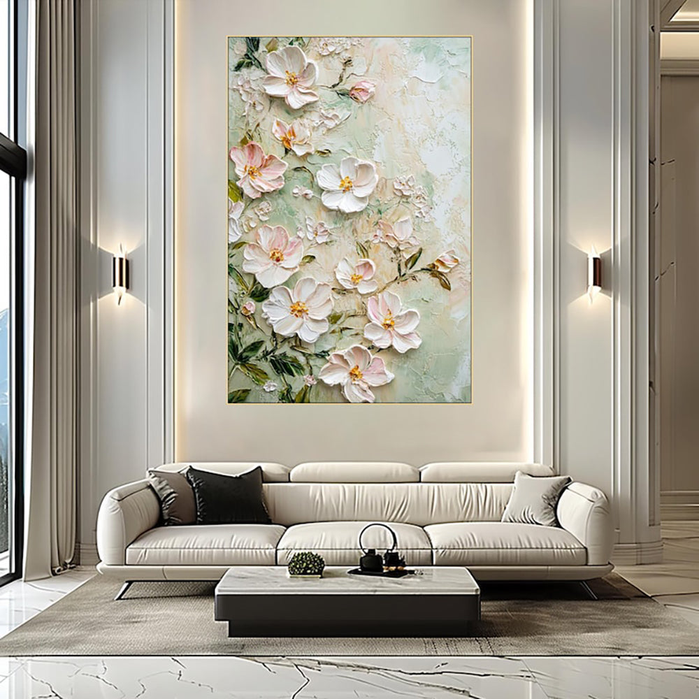 Handmade 3D Texture Flower Oil Painting on Canvas Modern Abstract Wall Art for Home Room Decor Frameless Unstretched