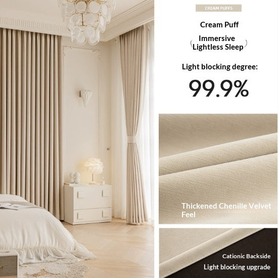 Master Blinds Chenille Curtains French Style Luxury Thick Blackout Drapes for Modern Home Decor