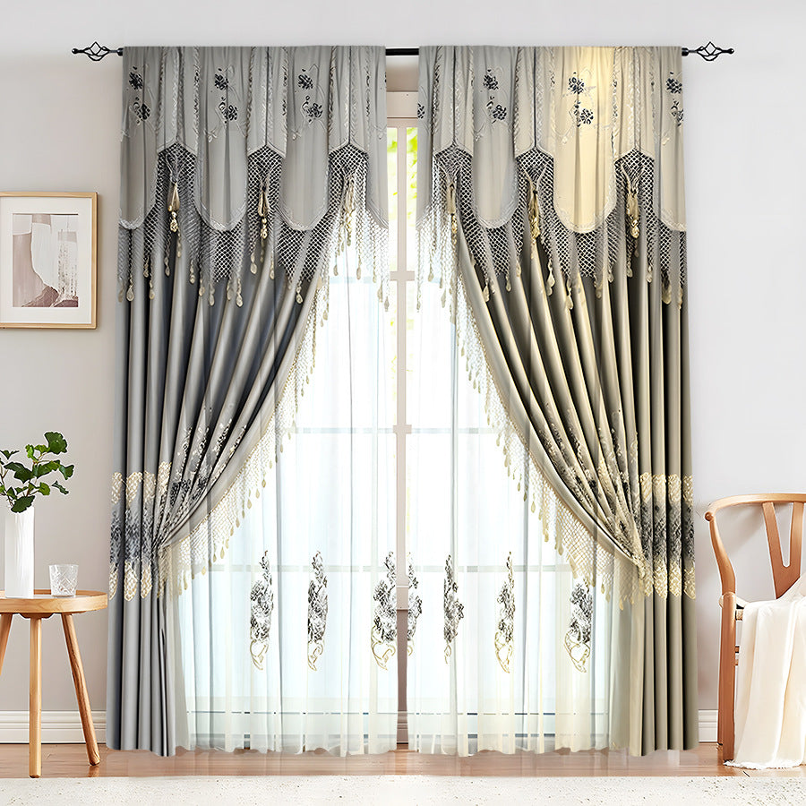 Creative Home European Flower Character Curtains Decorative Window Drapes for Living Room Bedroom Home Decor