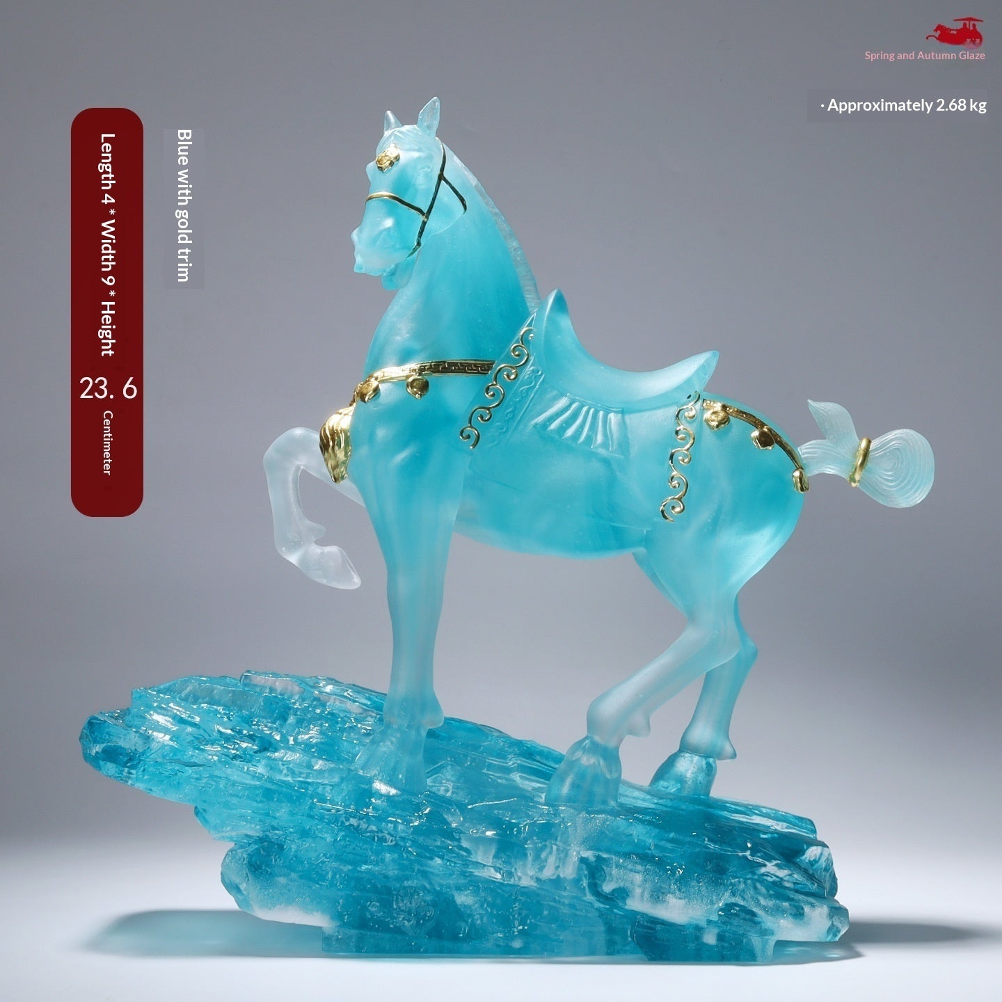 Lustrous Glazed Imperial Horse Figurine Red Flower Hawk Motif Decorative Ceramic Statue Home Decor