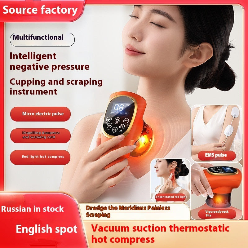 Electric EMS Cupping Device Microcurrent Vacuum Hot Compress Scraping Therapy Negative Pressure Massage Tool