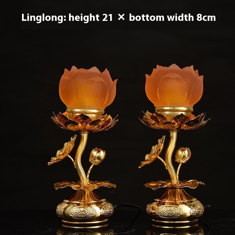 Colorful Crystal Lotus Buddha Hand Plug-in Lamp for Worship & Meditation