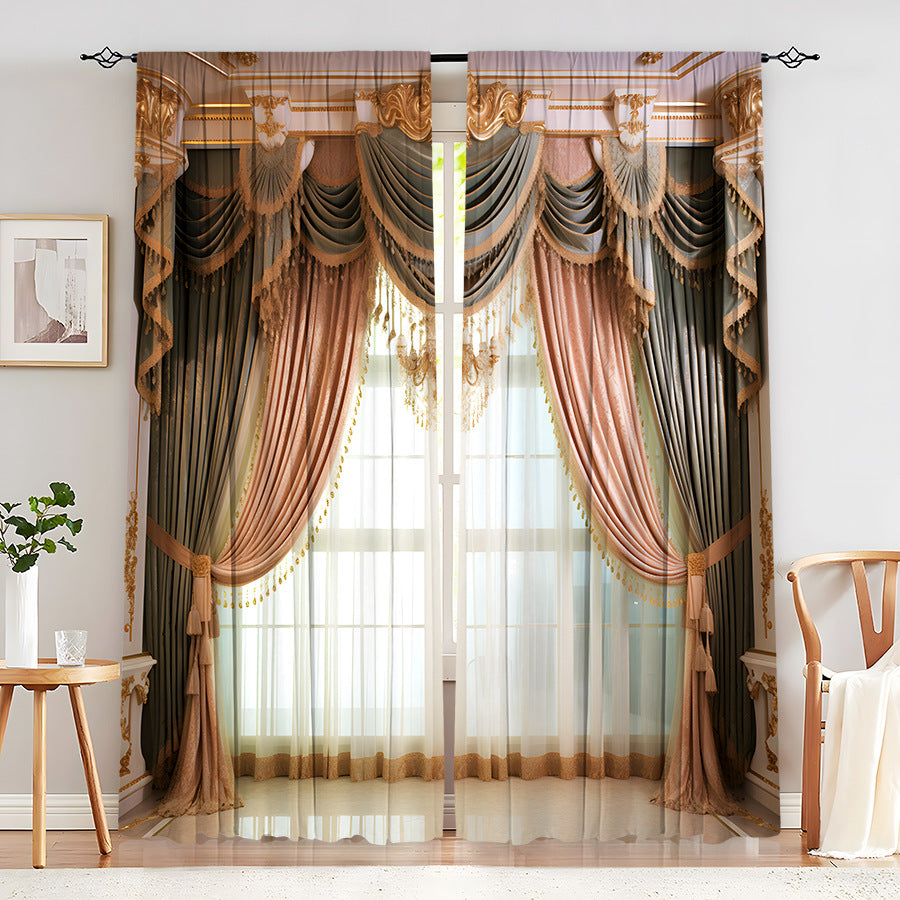 Creative Home European Flower Character Curtains Decorative Window Drapes for Living Room Bedroom Home Decor