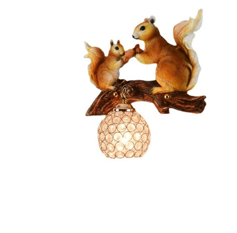 Nordic Countryside Squirrel Wall Lamp – Creative Animal Wall Hanging Light