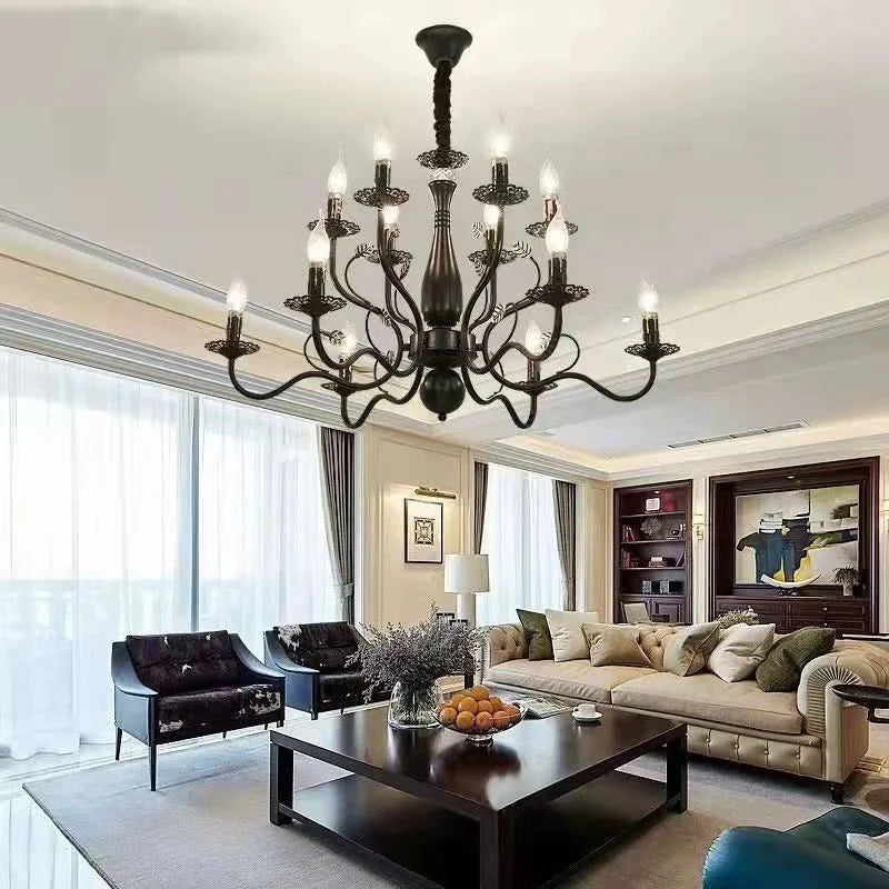 Living Room Bedroom Aisle Wrought Iron Candle Crystal Chandelier