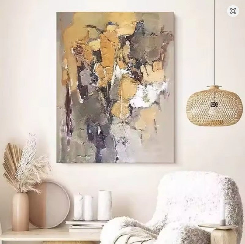 Modern Abstract Hand Drawn Oil Painting on Canvas Wall Art Picture for Living Room Home Decor Porch Mural