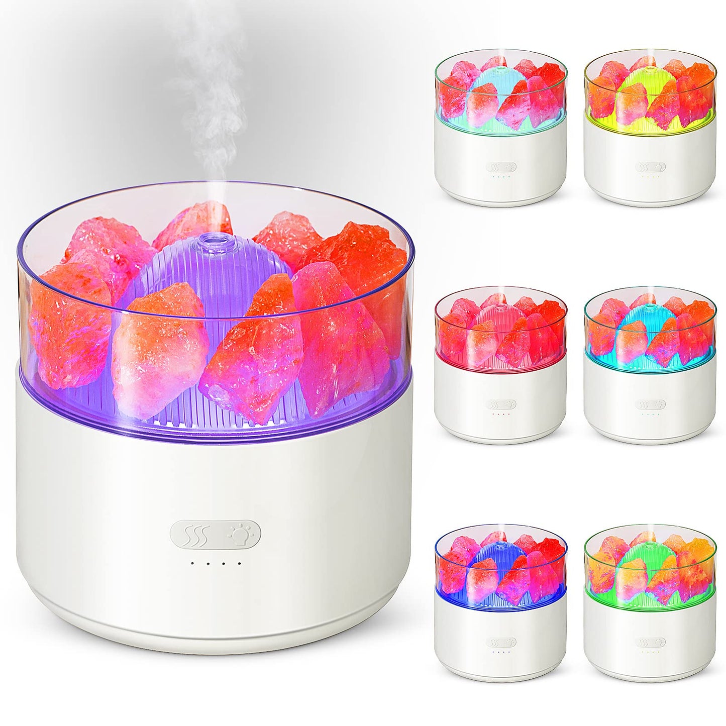 Cool Mist Impeller Air Humidifier Crystal Salt Aroma Diffuser Essential Oil Fogger Ambient Light Incense Machine for Home Decor