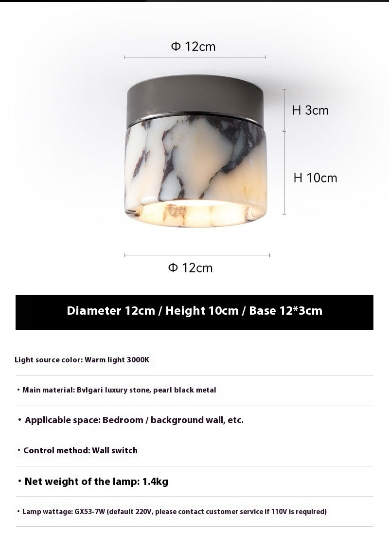 Luxury Marble Stone LED Ceiling Lamp High Grade Balcony Modern Indoor Lighting Fixture