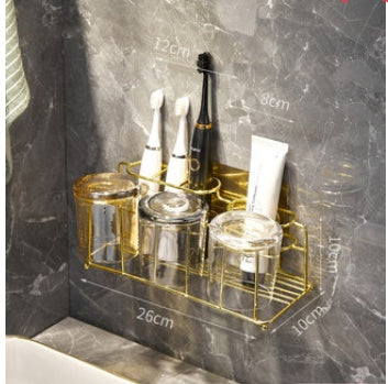Electric Toothbrush Holder Shelf – Light Luxury Bathroom Storage Rack with Mouthwash Cup & Family Organizer Set