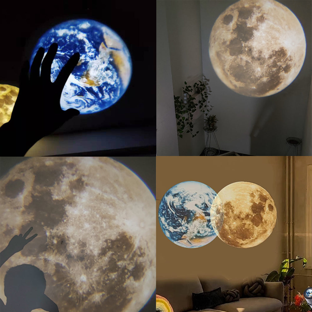 2 in 1 Star Projector Earth and Moon Projection Lamp 360° Rotating USB LED Night Light for Bedroom Decor