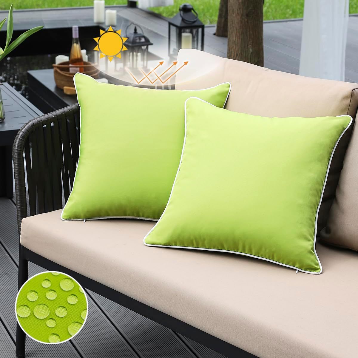 Outdoor Waterproof Throw Pillow Covers Solid Square Cushion Cases Patio Couch Tent Decorative Pillows