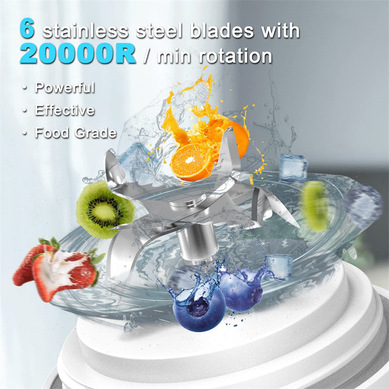 Portable Personal Size Blender Juicer with 6 Blades for Shakes and Smoothies Mini Kitchen Gadget