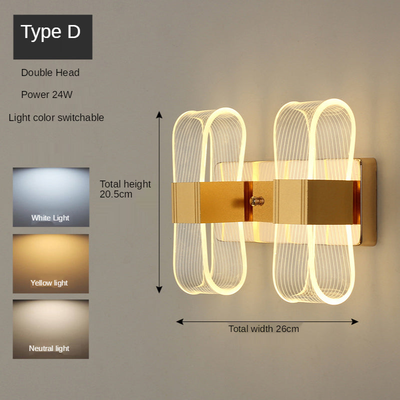 Golden Nordic Style Wall Lamp Modern LED Lighting Fixture for Living Room Bedroom Hallway Home Interior Decor