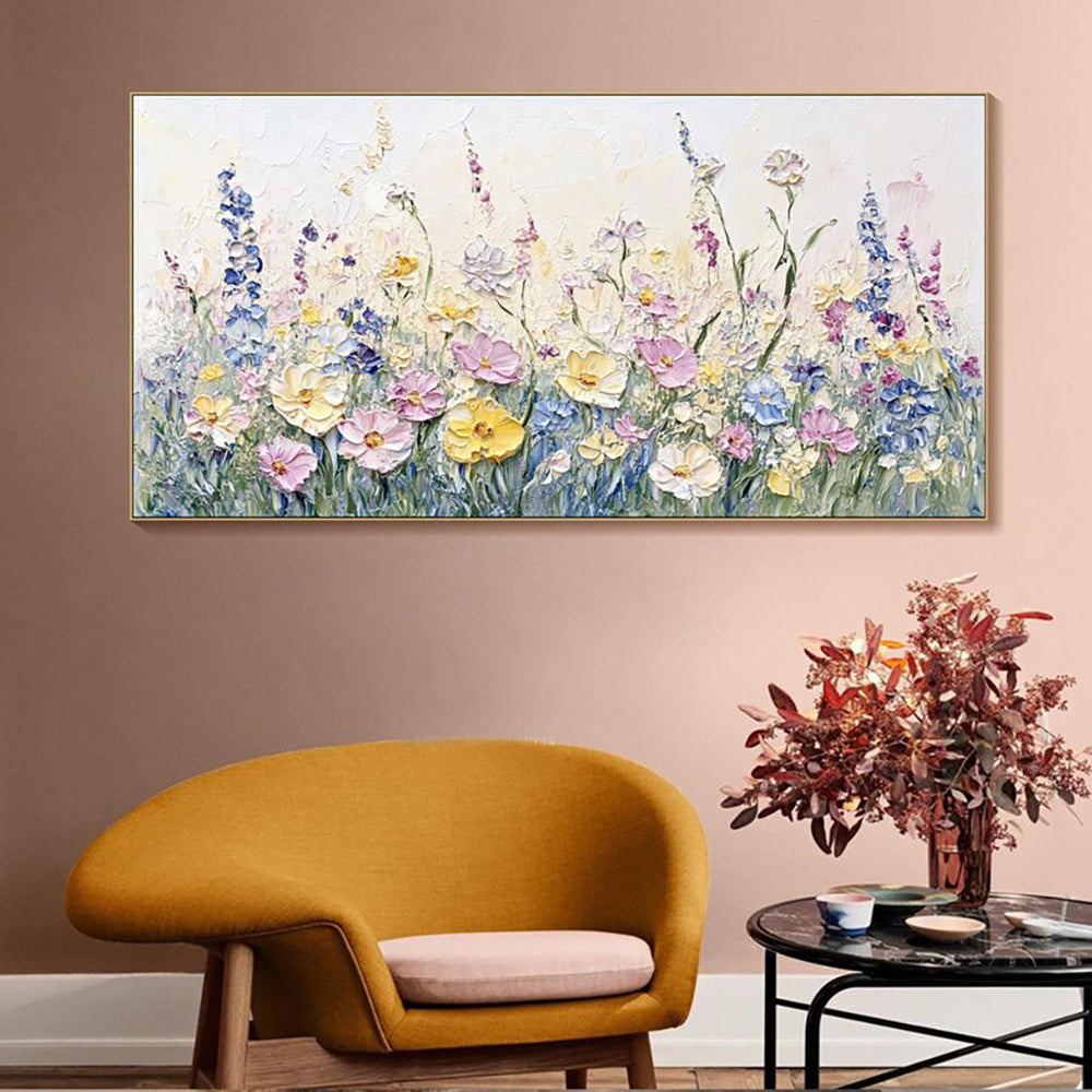 Handmade 3D Palette Knife Flower Oil Painting on Canvas Wall Art for Living Room Home Decor Frameless Unstretched