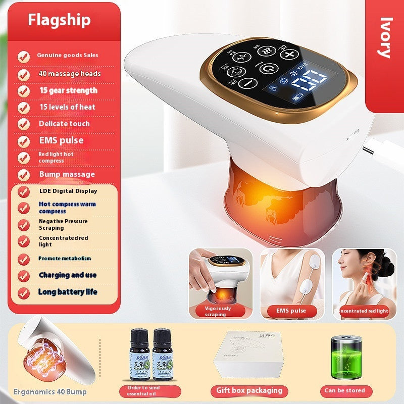 Electric EMS Cupping Device Microcurrent Vacuum Hot Compress Scraping Therapy Negative Pressure Massage Tool