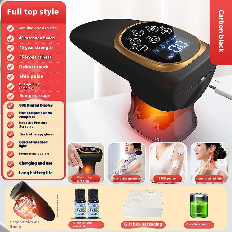 Electric EMS Cupping Device Microcurrent Vacuum Hot Compress Scraping Therapy Negative Pressure Massage Tool