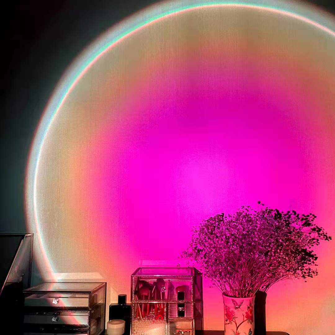Rechargeable Rainbow Sunset Projection Lamp Atmosphere LED Night Light for Bedroom Home Decor