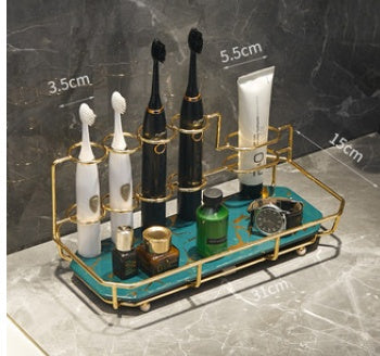 Electric Toothbrush Holder Shelf – Light Luxury Bathroom Storage Rack with Mouthwash Cup & Family Organizer Set