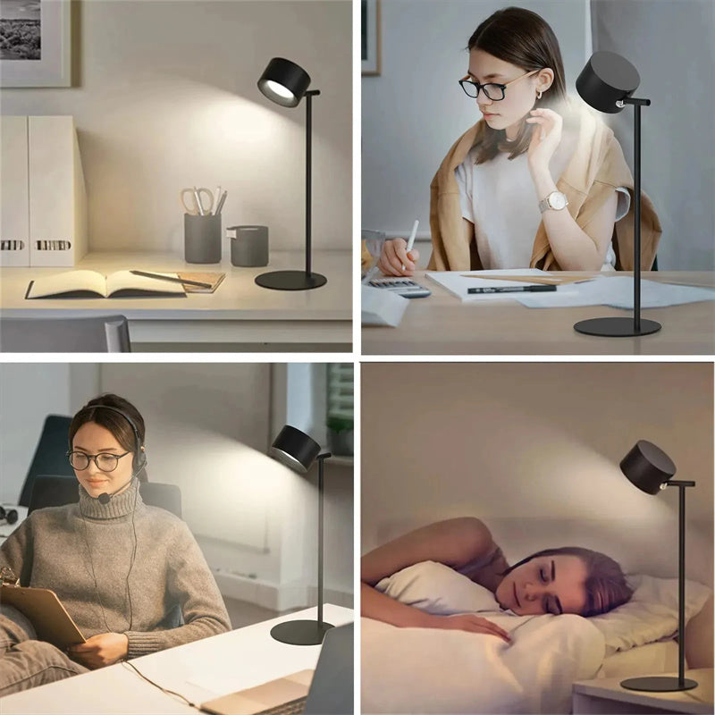 Magnetic Touch LED Table Lamp USB Rechargeable 360° Rotate Cordless Desk Light with Remote for Bedroom & Wall Night Use