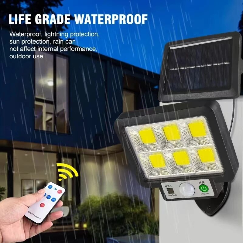LED Solar Split Wall Lamp Motion Sensor 3 Mode Waterproof Outdoor Garden Garage Security Wall Light