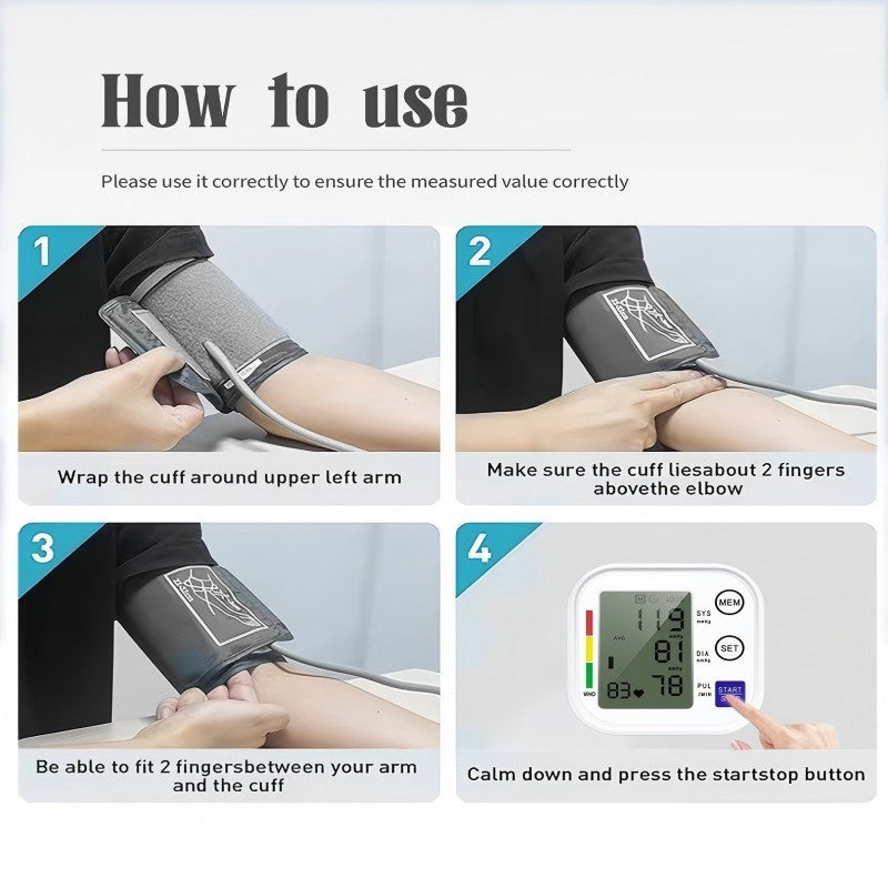 Multifunctional Home Blood Pressure Monitor with Cuff Heart Rate Tracking Digital BP Machine