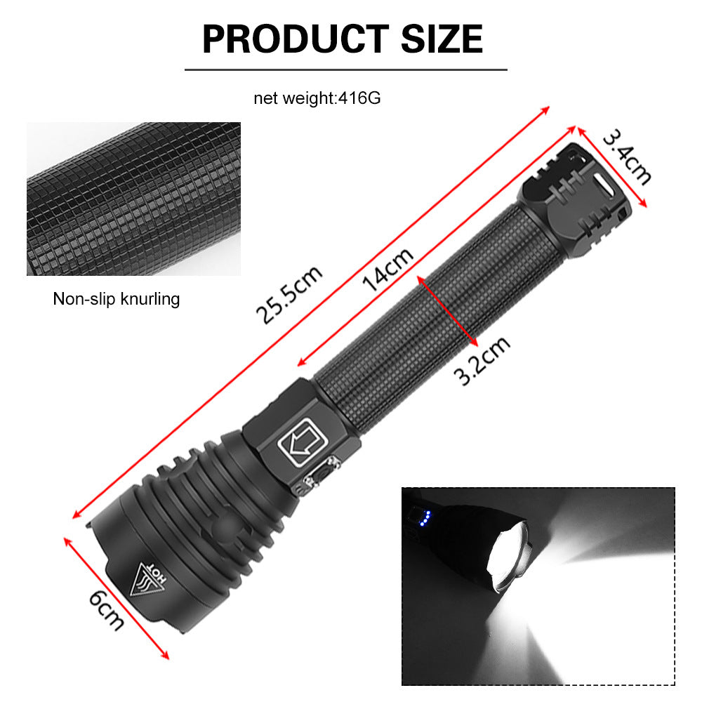 XHP90 LED Torch Lamp USB Rechargeable High Power Flashlight for Outdoor Camping and Emergency Use