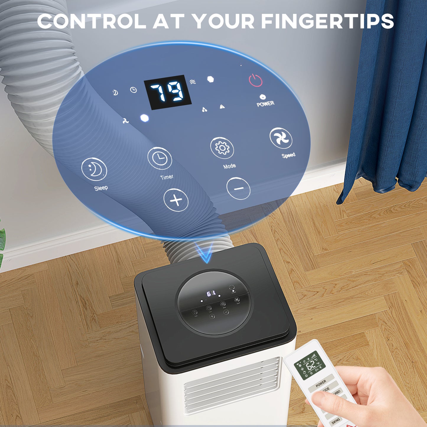 10,000 BTU Portable Air Conditioner for 440 Sq Ft Room White AC Unit with Dehumidifier Fan Sleep Mode 24H Timer & Window Kit